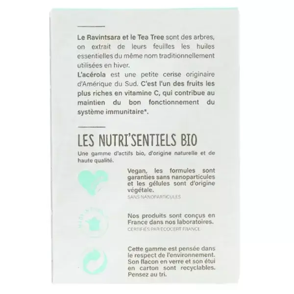 Nutrisanté Les Nutri'Sentiels Bio Aceites Esenciales Ravintsara Tea Tree 30 comprimidos