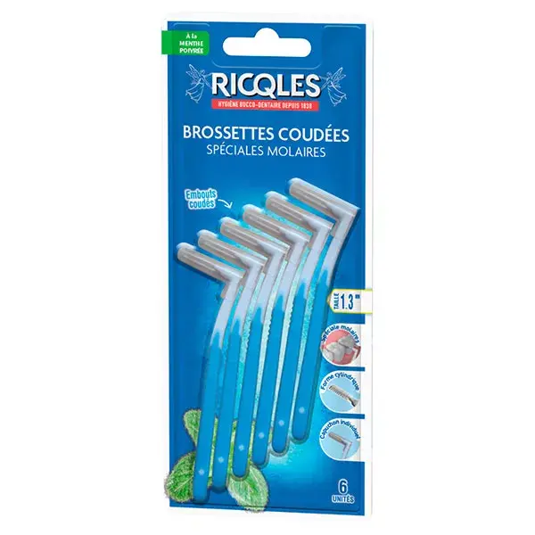 Ricqles Brossettes coudées spéciales molaires, 6 unités