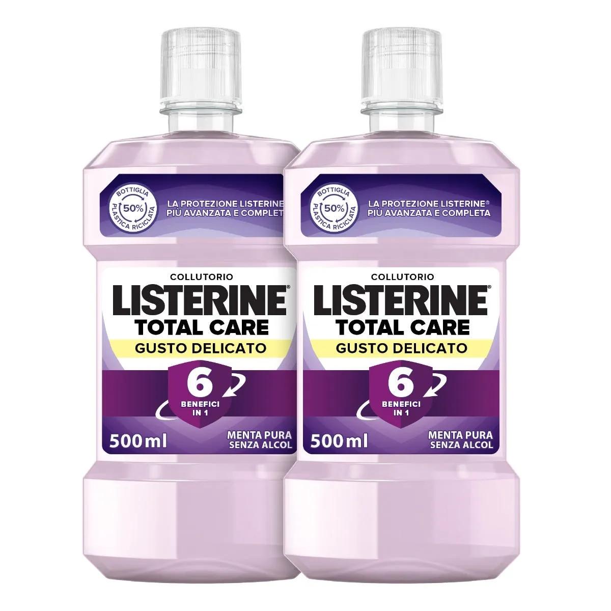 Listerine Total Care Gusto Delicato Collutorio Senza Alcool BIPACCO 2X500 ml