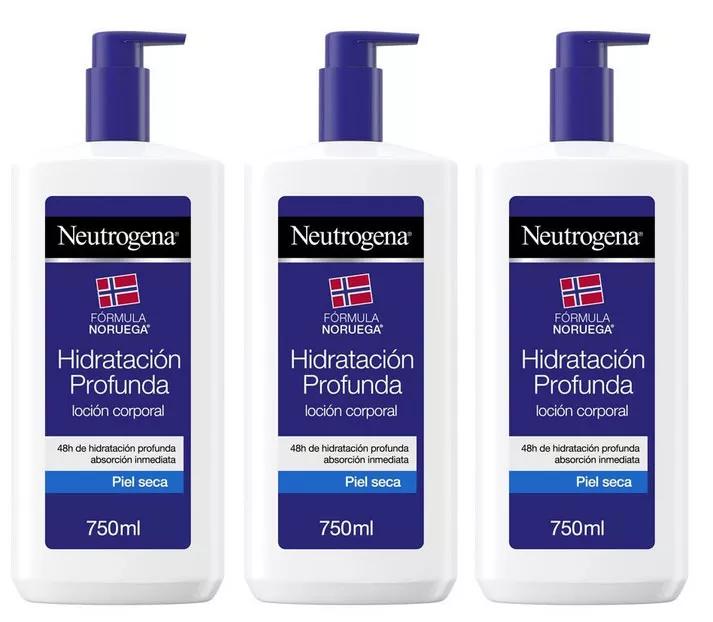 Neutrógena Loción Corporal Hidratación Profunda Piel Seca 3x750 ml