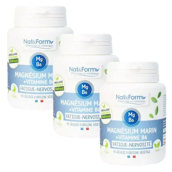 Nat & Form Original Magnésium Vitamine B6 Lot de 3 x 40 gélules