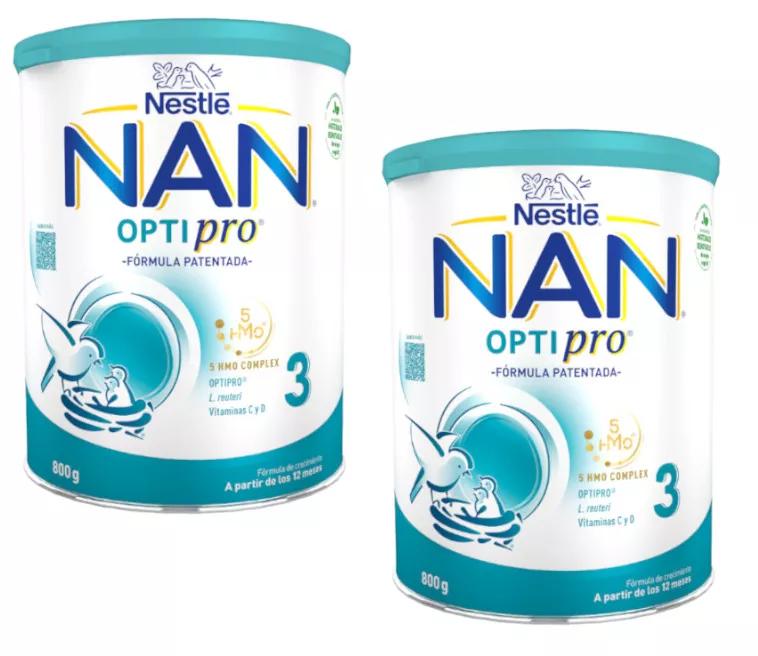 Pack Duplo Nestle Nan Optipro 3 Wachstumsmilch 800g + 800g
