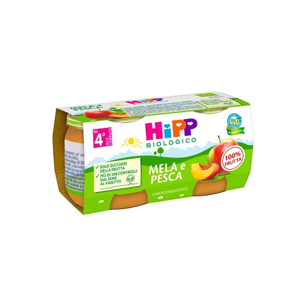 Hipp Biologico Omogeneizzato Merenda Mela e Pesca 2 x80 g