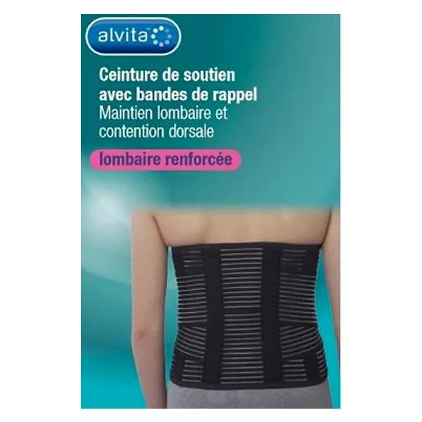 Cintura di supporto lombare rinforzata Alvita con strisce promemoria H26 Nero T1