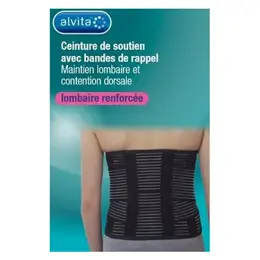 Alvita Ceinture de Soutien Lombaire Renforcée avec Bandes de Rappel H26 Noire T1