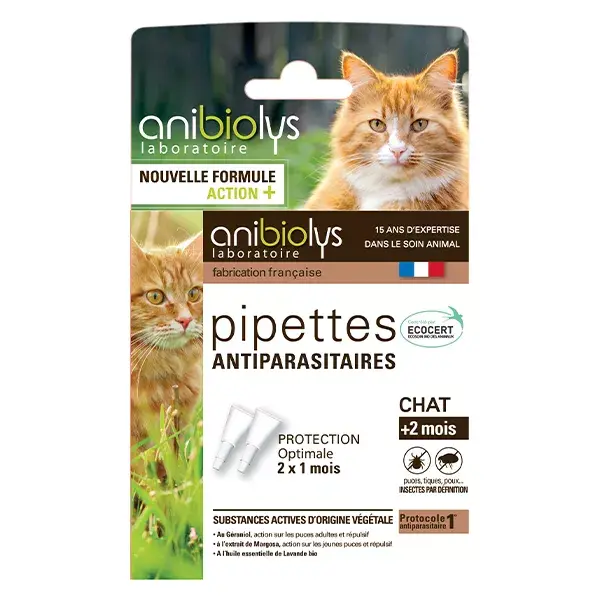 Anybiolys Chats Pipettes Antiparasitaires 2 unités