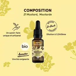 Biofloral Fleur De Bach 21 Mustard Moutarde Compte Gouttes Bio Demeter 20 ml