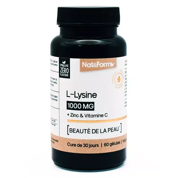 Nat & Form L-Lysine + Zinc & Vitamine C beauté de la peau 60 gélules