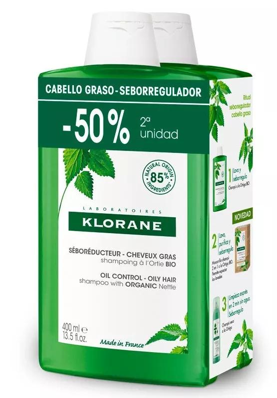 Klorane Champú Extracto de Ortiga Bio 2x400 ml