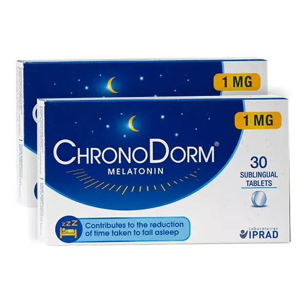 Melatonina Chronodorm lote de 2 x 30 comprimidos + máscara de noche ofrecen