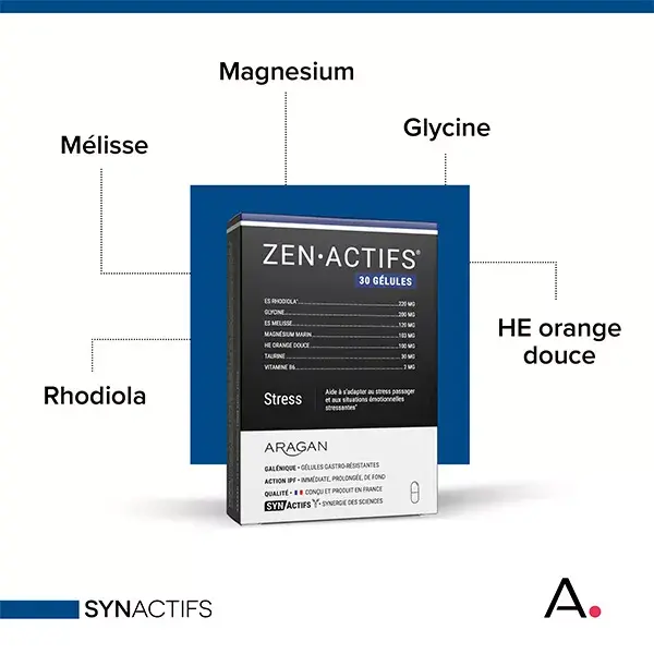 Aragan - Synactifs - Zenactifs® - Anti Stress - Rhodiola, Mélisse - 30 gélules