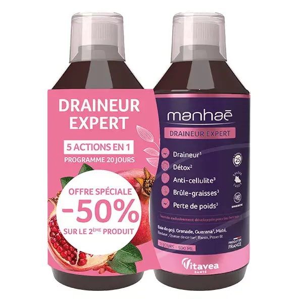 Manhae Draineur Expert - Detox, Brûle graisse - OFFRE SPECIALE 2x500ml