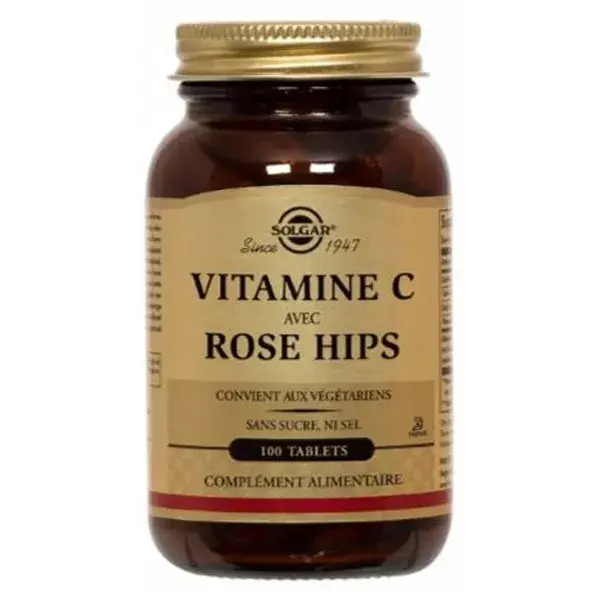 Solgar Vitamine C 500 avec Rose Hips 100 comprimés