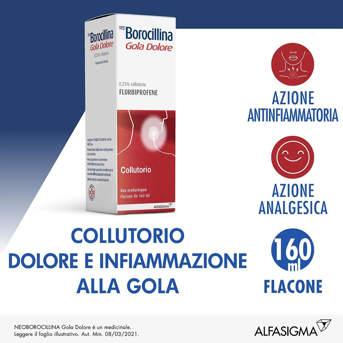 Neoborocillina Gola Dolore Flurbiprofene Collutorio 160 ml