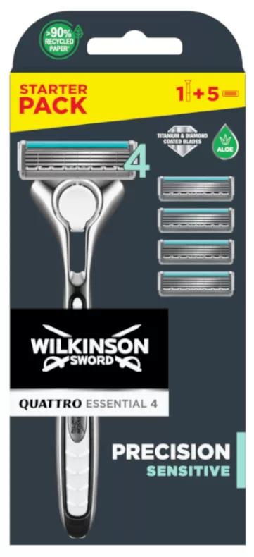 Wilkinson Sword Quattro Sensitive Razor + 5 Refills