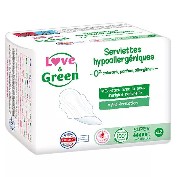 Love & Green Hypoallergenic Super Menstrual Pads x 12 