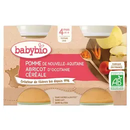 Babybio Fruits Pot Pomme Abricot Céréale +4m Bio 2 x 130g