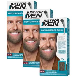 Just For Men Mustache, Beard and Sideburns for Men, Dark Brown, 3 pcs