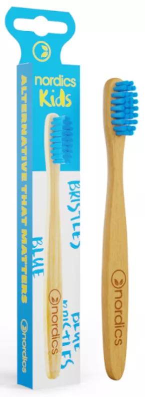 Brosse à dents pour enfants en bambou bleu Nordics