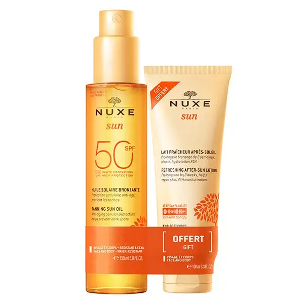 Nuxe Sun Pack Tanning Oil SPF50 150ml + Free After-Sun Fresh Milk 100ml