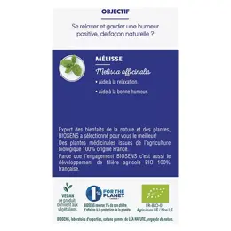 Biosens Mélisse Relax Bio 42 gélules végétales