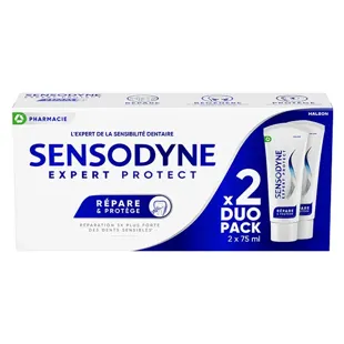 Dentifricio Sensodyne fisso e protetto il lotto fresco menta di 2 x 75ml