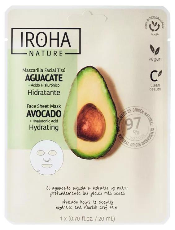 Imagen de Iroha Nature Mascarilla Facial Hidratante con Aguacate y Ácido Hialurónico 1 ud