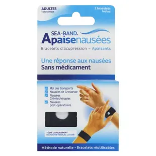 Sea-Band Adulto Braccialetto Antinausea Nero 2 Unità