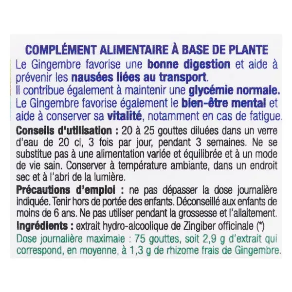 Ladrôme Extraits de Plantes Fraîches Gingembre Bio 50ml