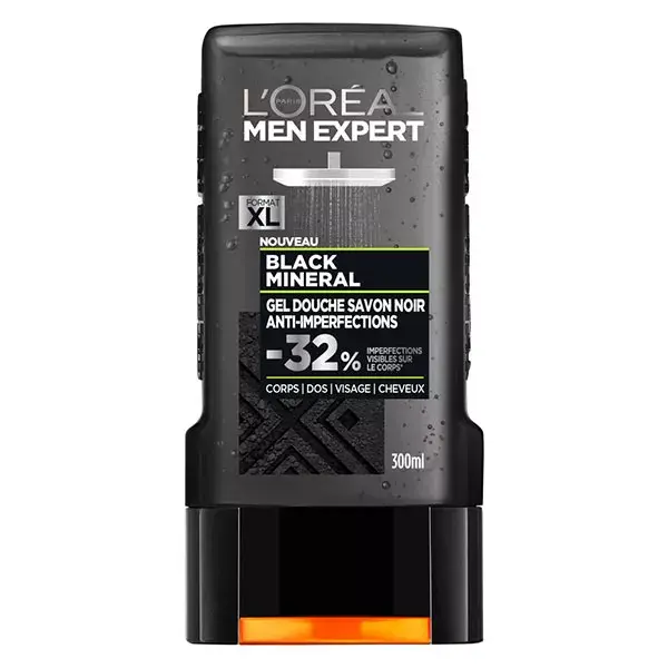 L'Oréal Men Expert Black Mineral Gel Ducha Jabón Negro Antiimperfecciones 300ml