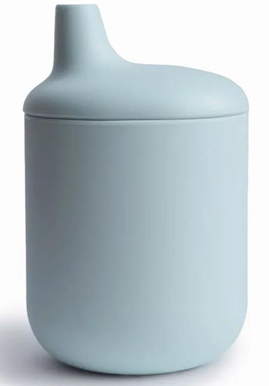 Tasse éducative en silicone Mushie, poudre solide bleue, 175 ml