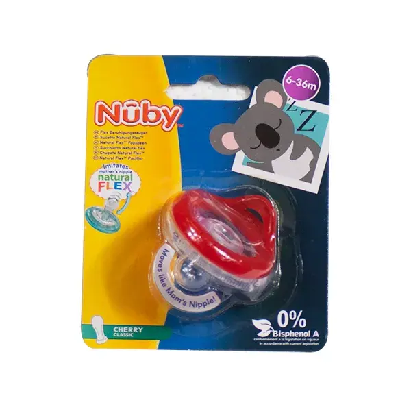 Nuby Red Cherry Classic Natural Flex Dummy 6-36 Months 