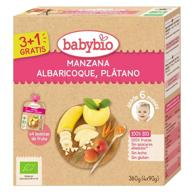Babybio Pouche Manzana, Albaricoque y Plátano Bio 4x90 gr