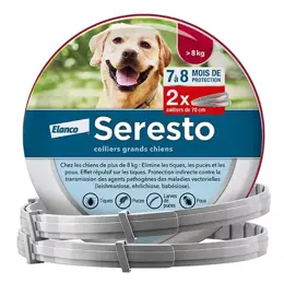 Seresto Grand Chien Collier Anti-Puces et Anti-Tiques +8kg 2 unités