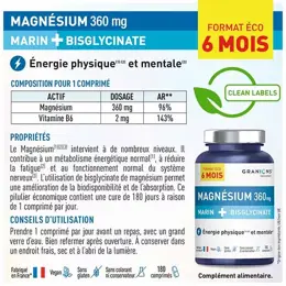 Granions Double Magnésium 360 mg Format Eco 6 Mois 180 comprimés