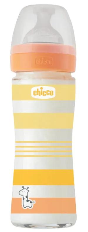 Chicco WellBeing Glass Slow Flow Bottle Orange +0m 240 ml