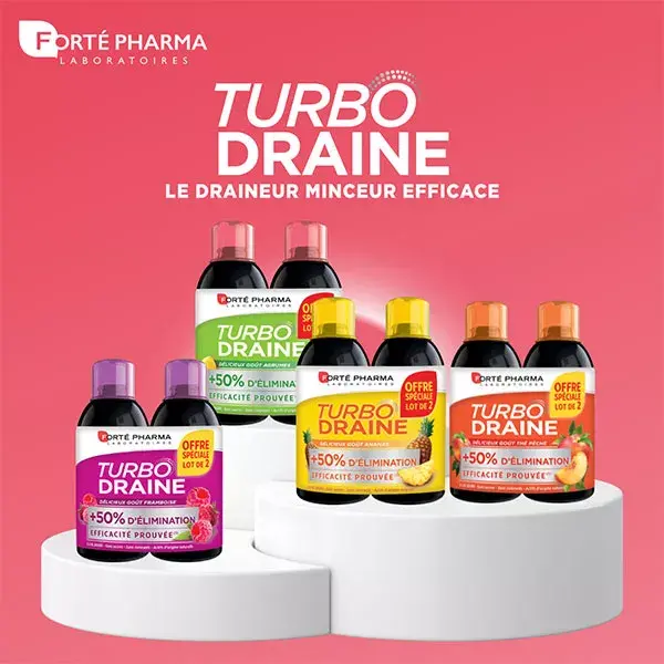 Forté Pharma TurboDraine Agrumes Draineur Minceur Elimination Lot de 2 x 500ml