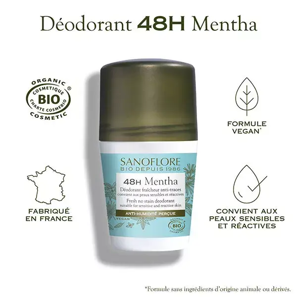 Sanoflore Freshness Deodorant Mentha Roll-On 48h Organic 50ml