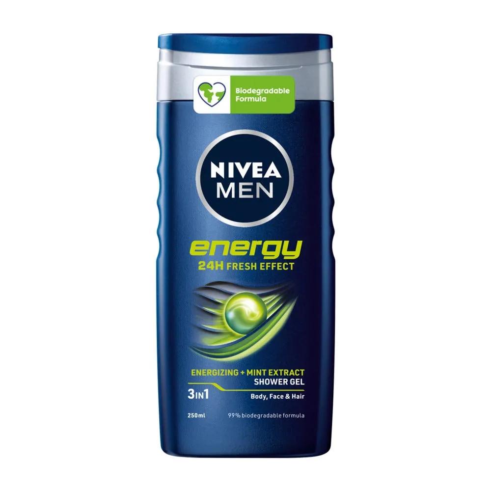 Nivea Men Doccia Shampoo Energy Docciaschiuma Uomo Energizzante Per Viso Corpo e Capelli 250 ml