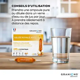 Granions Gelée Royale 4000 mg, Renforcer l'Immunité, Anti Fatigue - 10 Ampoules