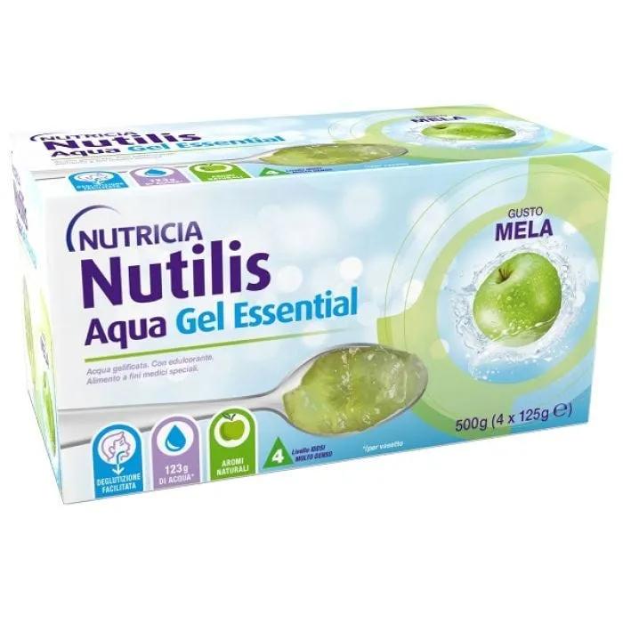 Nutricia Nutilis Aqua Gel Essential Acqua Gelificata Pronta all'Uso, Mela, 4x125ml