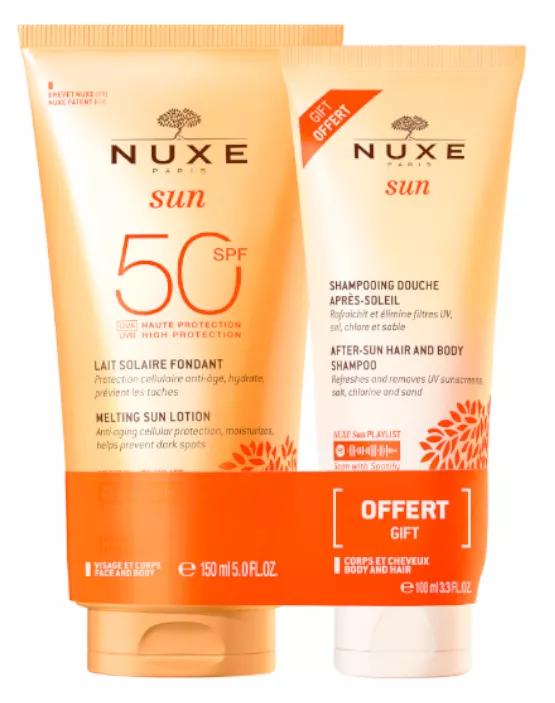 Nuxe Sun Leite Solar que Fundente SPF50 150 ml + After Sun Champô 100 ml