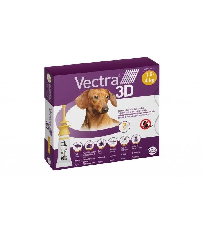 Vectra 3d Giallo Spot-On Cani Da 1,5 a 4kg  3 Pipette Monodose