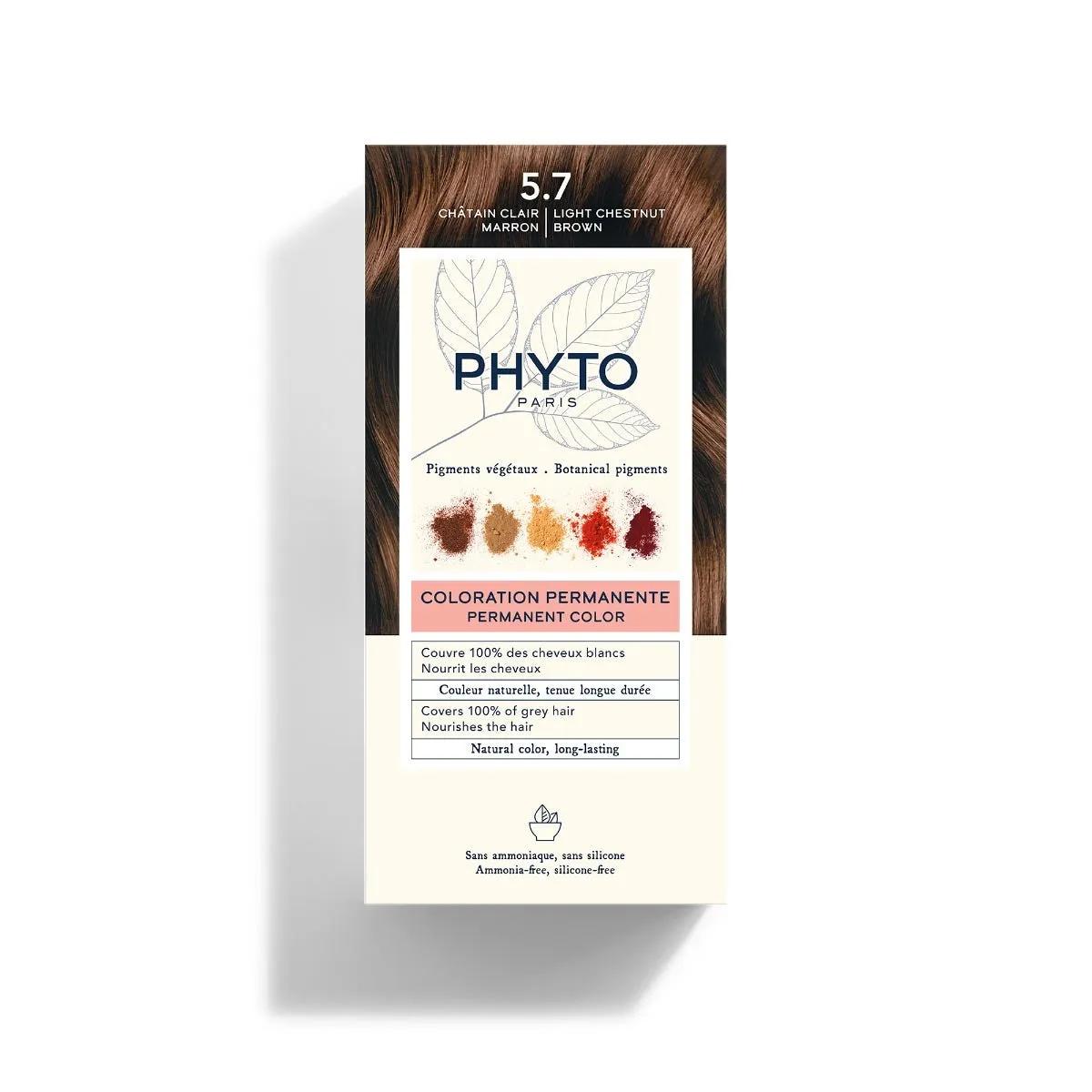 Phyto Phytocolor 5.7 Castano Chiaro Tabacco Colorazione Permanente Per Capelli Kit Tintura