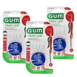 Gum Brossette Interdentaire Trav Ler 0,8mm Lot de 3 x 4 unités