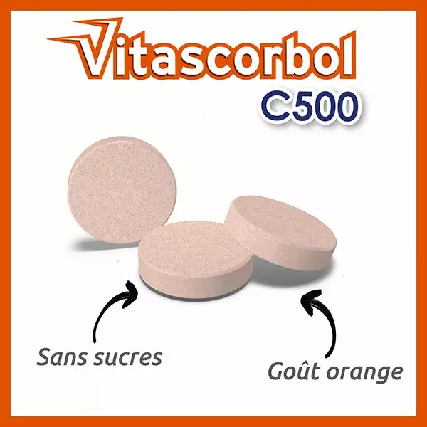 Vitascorbol Vitamine C 500mg  24 comprimés à croquer