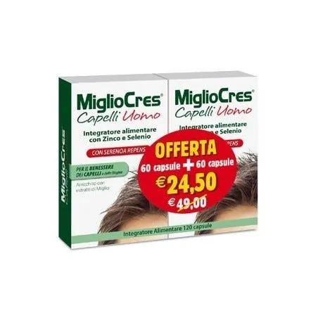 MiglioCres Capelli Uomo Integratore Anticaduta 60 Capsule +60 Capsule