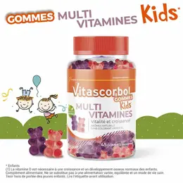 Vitascorbol Gommes Multikids Multivitamines Enfants Raisin Fraise 45 Gommes