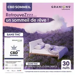 GRANIONS  CBD Sommeil - Cannabidiol + Mélatonine - Sans THC - 30 Comprimés