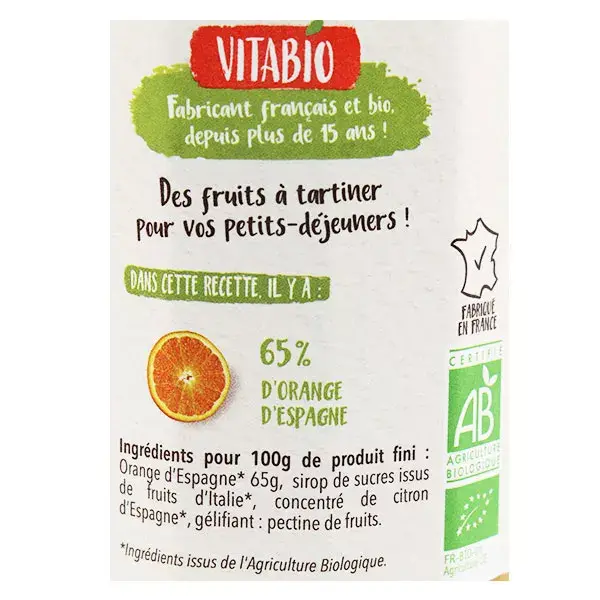 Vitabio Fruits à Tartiner Orange Bio 290g